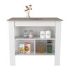 Tuhome Cala Kitchen Island Antibacterial, Three Shelves, Four Legs, Light Gray/White AZB5772